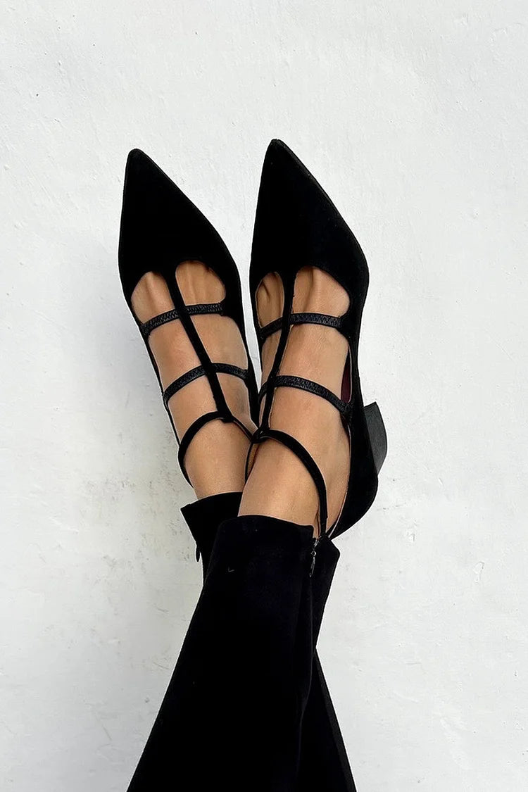 BENEDETTA | Elegant pointy lace-up ballerinas for a refined look