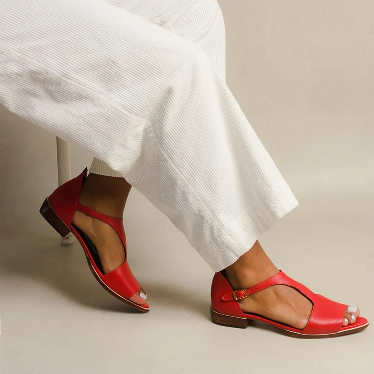 ALBINA | Elegant open low-heeled sandals with strap for a refined look