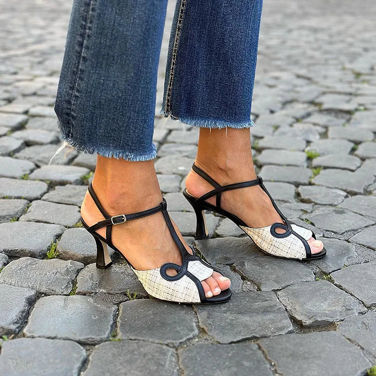 FLAVIA | MEDIUM HEEL SANDALS IN RETRO STYLE