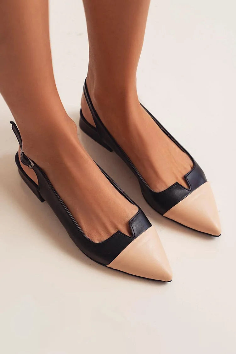 VITTORIA | Elegant ballet flats with a pointed toe and two-tone details for a refined style