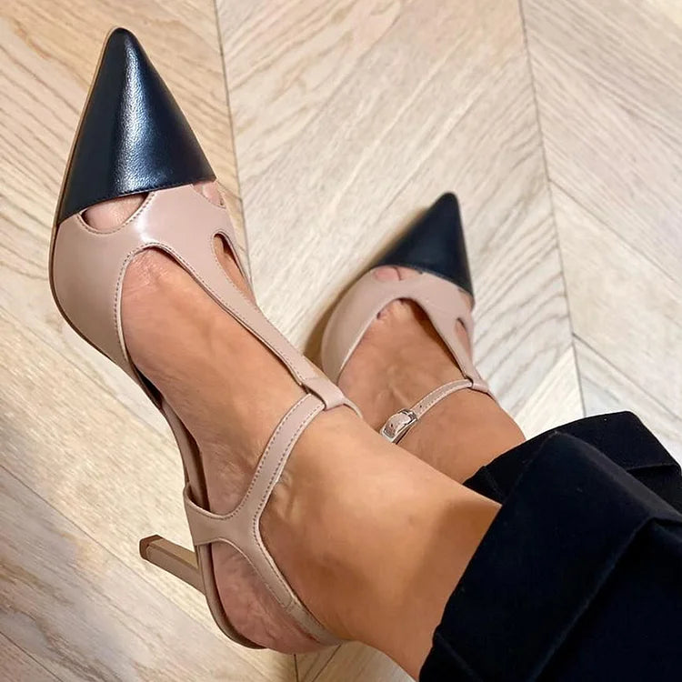 MIRELLA | Elegant Pointed Toe Two-Tone Décolleté for a Sophisticated Style