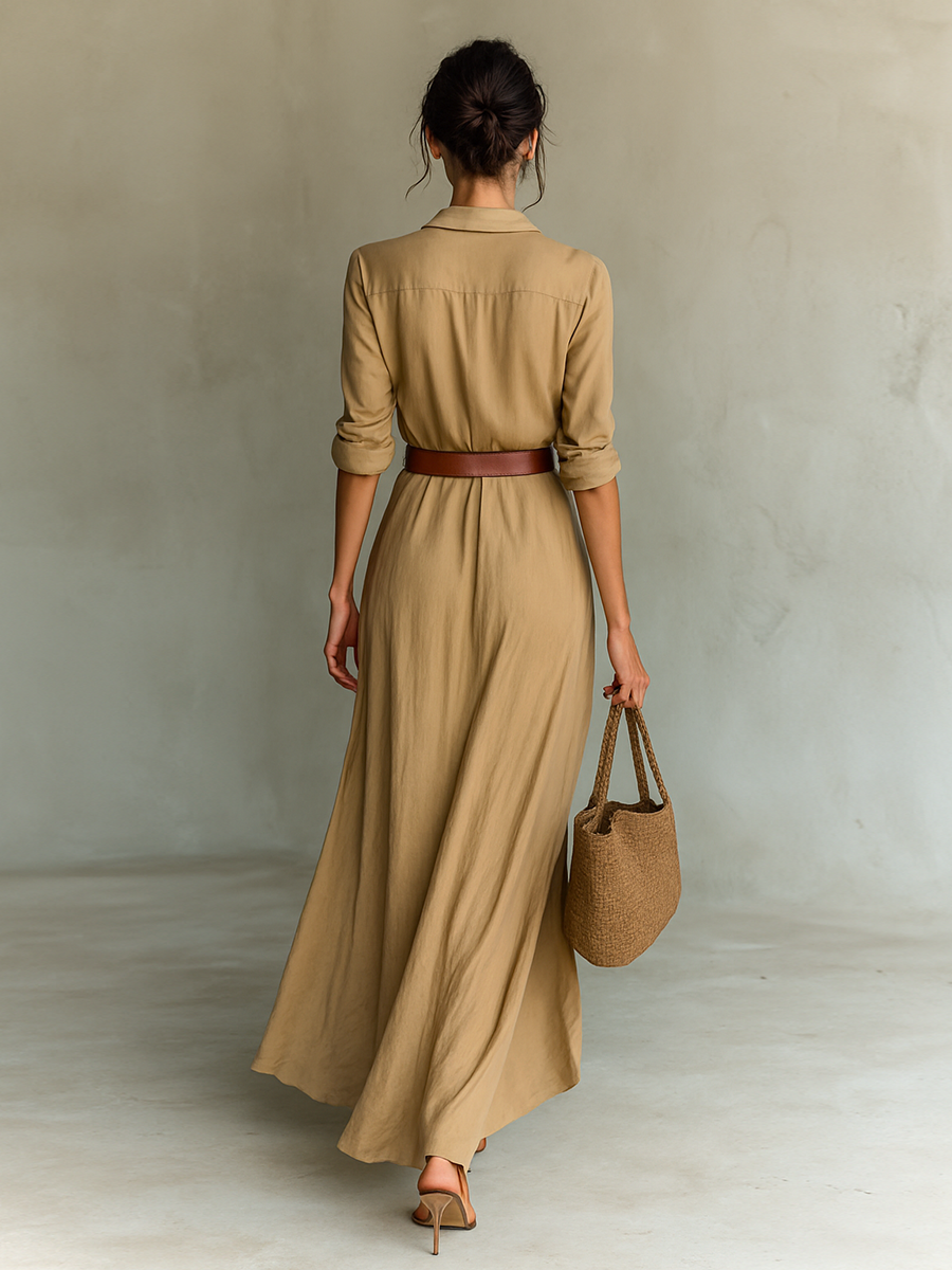 Christine - Long Maxi Dress with Reversible Collar