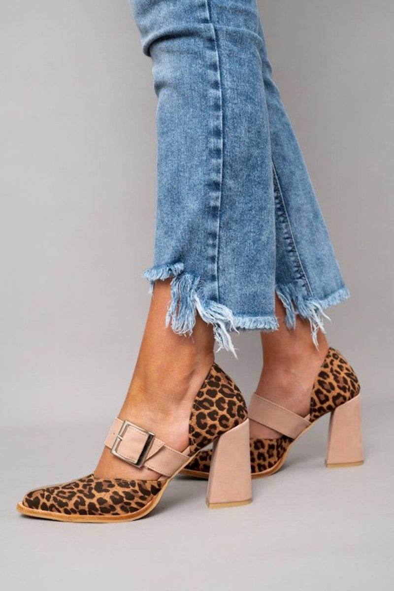Avano™ | Elegant leopard print suede sandals with stable heel and superior comfort