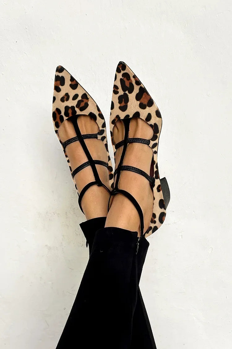 LUDOVICA | ANIMAL PRINT BALLET FLATS WITH STRAPS