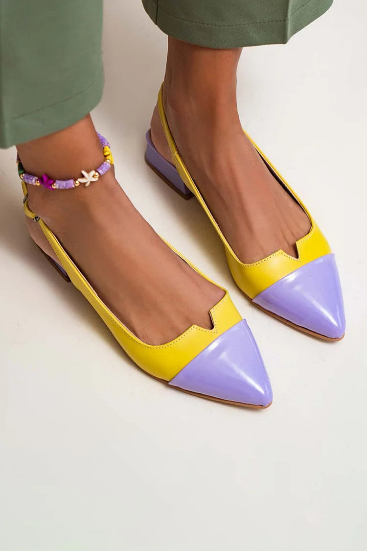 VITTORIA | Elegant ballet flats with a pointed toe and two-tone details for a refined style