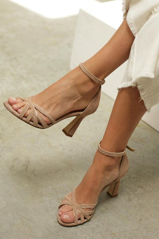 Marona™ | Elegant patchwork sandals with round toe and thin heel for a sophisticated style