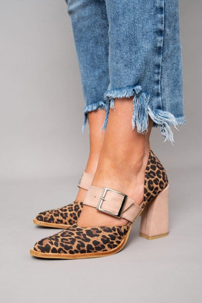 Avano™ | Elegant leopard print suede sandals with stable heel and superior comfort