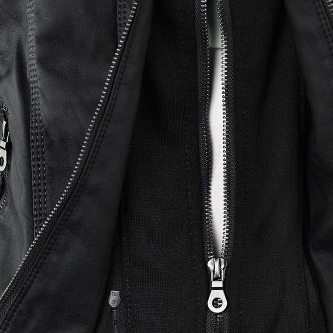 Pia Modern Leather Jacket with Hood
