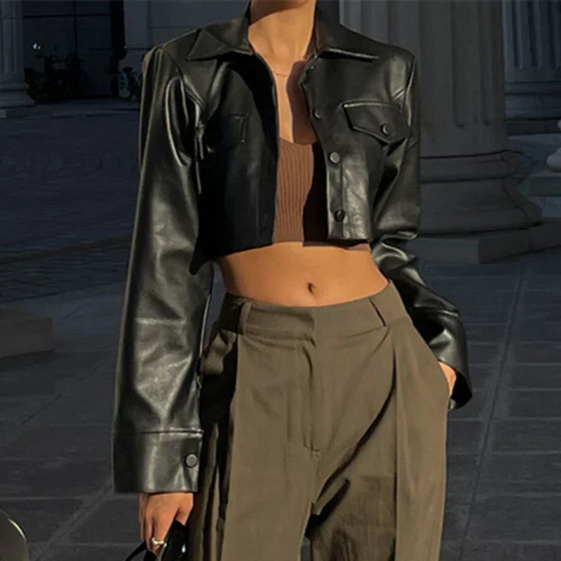 Élise™ | Elegant Faux Leather Jacket