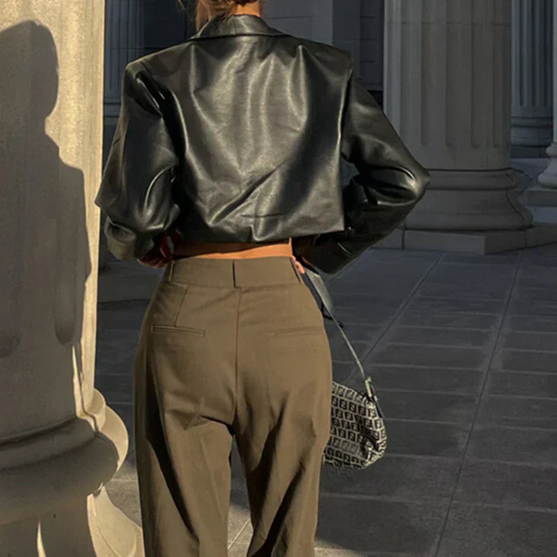Élise™ | Elegant Faux Leather Jacket