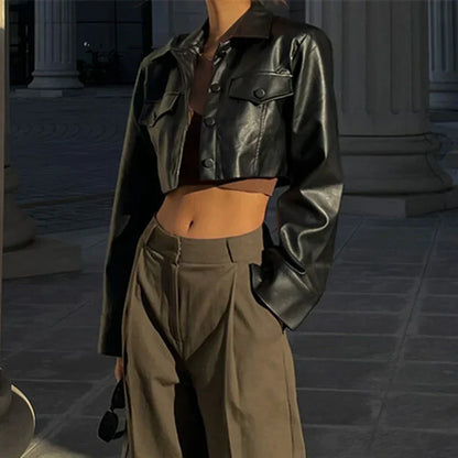 Élise™ | Elegant Faux Leather Jacket