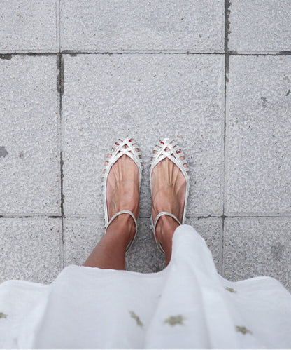 GIADA | Elegant woven ballerina with ankle strap for a sophisticated style