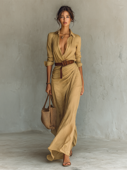 Christine - Long Maxi Dress with Reversible Collar