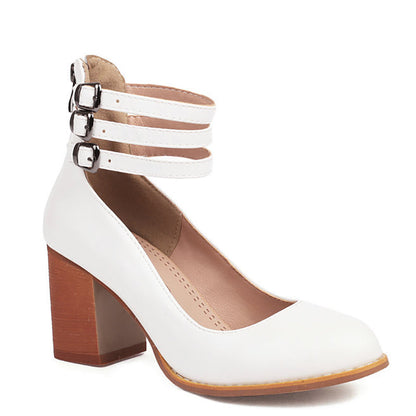 Caa™ | Elegant smooth sandals with ankle strap and chunky heel for a sophisticated look