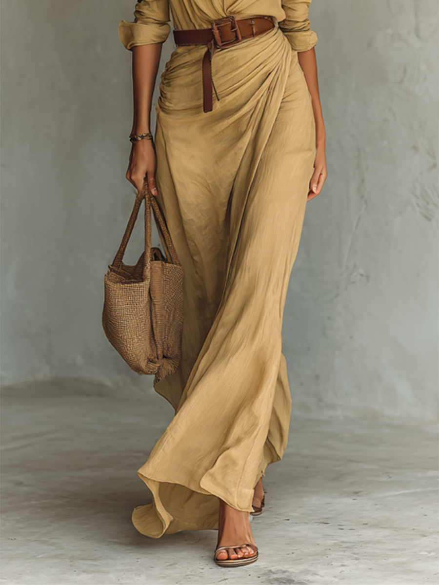 Christine - Long Maxi Dress with Reversible Collar