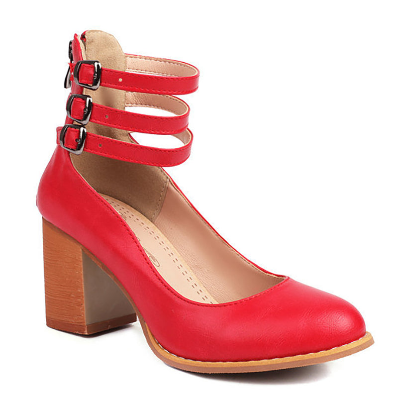 Caa™ | Elegant smooth sandals with ankle strap and chunky heel for a sophisticated look