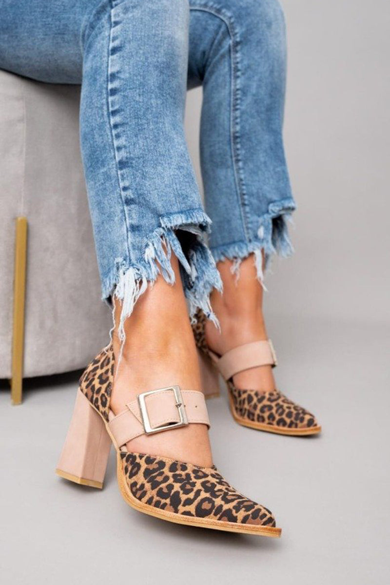 Avano™ | Elegant leopard print suede sandals with stable heel and superior comfort